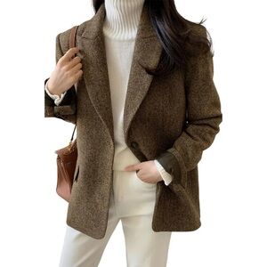 CHOUYATOU Women's Brown herringbone blazer